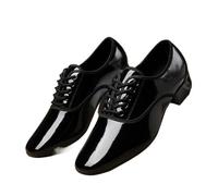 Men's Modern Shoes Latin Dance Ballroom Square Anti Slip Sneakers Breathable Leather Man Tango Per Balli Latino-americani, Salsa(Indoor black,46)