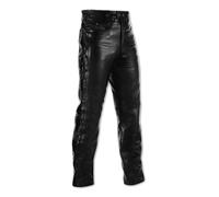 Mens Motorcycle Motorbike Biker Leather Trousers Jeans Laces Cruiser Black 42