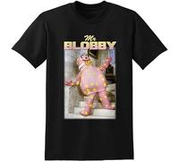Men's Mr Blobby Homage Tee Funny UK Tribute Gift for TV 90'S Icon Legend Noel Black T-Shirts Black S
