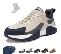 Men's Orthopedic Comfort Sneakers, 2026 New Casual Waterproof Breathable Non Slip Slip-On Lightweight Tennis Sneaker Retro Platform Sole Walking Running Shoes Arch Support(Beige,44 EU)