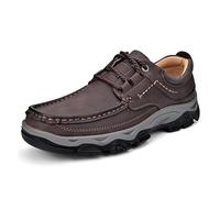 Men's Orthopedic Walking Shoes,Casual Comfort Sneakers with Arch Support,Lightweight Breathable Slip On Leather Loafers (Brown Lace Up, 50)