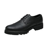 Mens Outdoor Lace Up Oxford Shoes Breathable Black Leather Anti Slip Elevator Wedding Dress Footwear(44 EU)