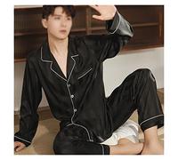 Men's Pajamas Set Soft Sleepwear Homewear for Man Lounge Wear Men Nightwear Satin Suit (Color : A Size : L Code) (B XXL Code)