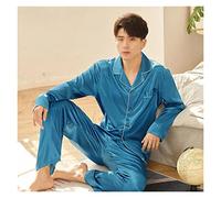 Men's Pajamas Set Soft Sleepwear Homewear for Man Lounge Wear Men Nightwear Satin Suit (Color : A Size : L Code) (A M Code)