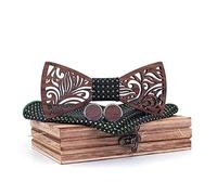 Mens Papillon Mens Hdmade Solid Wood Papillon Set Trend Cravatta Gemelli, 2, One Size