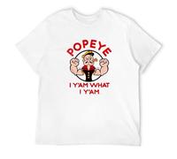 Men's Popeye The Sailorman Yam What I Yam Mens Cartoon Sailor Vintage Top T-Shirts White XL