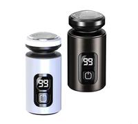 Men's Portable Electric Mini Shaver with Floating Blades, Compact Face Shaver with LED Display, Electric Razor for Men, Rechargeable Travel Razors (Black+White)