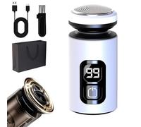 Men's Portable Electric Mini Shaver with Floating Blades, Electric Razor for Men, Compact Face Shaver with LED Display, IPX7 Waterproof, USB Rechargeable for Travel & Daily Use (White)