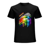 Men's Proud LGBT Rainbow London Soho Lips Gay Pride Gift Vintage T Shirt Black S