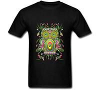 Men's Psychedelic Pop Art Owl Printed Customized T-Shirt Flower Brid Neon Rainbow Tiger Design Fashion t-Shirts T-Shirt Black M
