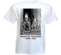 Men's QIANYI Soft Charlie Chaplin The T-Shirt Poster White L