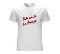 Men's Real Hasta La Muerte Camisa Novelty Rock Music Hip Hop Rapper Tee T-Shirts White 3XL