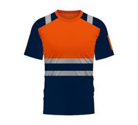 Mens Reflective Work T Shirt Breathable Mesh Safety Tee Short Sleeve High Visibility Crew Neck Lightweight Labour Top Comfortable Outdoor Factory Construction Night Work Uniform, 02-Orange, XL