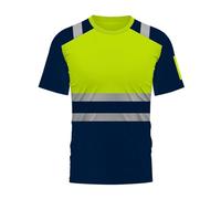 Mens Reflective Work T Shirt Breathable Mesh Safety Tee Short Sleeve High Visibility Crew Neck Lightweight Labour Top Comfortable Outdoor Factory Construction Night Work Uniform, 01-Light Green, XL