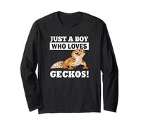 Mens Reptile Boy Who Loves Leopard Geckos Lover Maglia a Manica