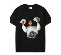 Men'S Retro Boxing Legend Pattern Cotton T-Shirt - 100% Cotton Crew Neck Street Style Top with Money & Belt Print, 180g Medium Stretch Fabric, All Season Casual Hip Hop Style KOMFORT & SICHERHEIT - Da