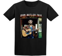 Men's Round Neck T Shirt John Butler Trio Print Tees Short Sleeve Neck Cool And Breathable Black XXL