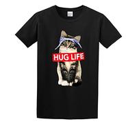 Men's Rustic Cat Hug Life 3Ds Mens Funny Design Countryside Wildcat Animal T-Shirts Black L