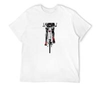 Men's Sexy Woman in Red High Heel Shoes And Stockings Riding Bicycle Art Photo Fashion Boy Casual Fitness Cool Mens T-Shirts White XL
