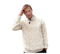 Men's Shawl Collar Aran Jumper
