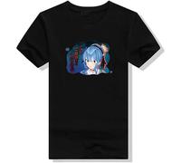 Men's Shirakami Fubuki Hologura Famoscene Hoshimachi Suisei Japanese Fashion Cartoon Tee Y2K Tops Aesthetic Clothes Black T-Shirts Black 3XL
