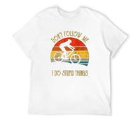 Men's Short Sleeve Mountain Bike Don't Follow Me Unisex - Sport, Downhill, Funny Shirt Top T-Shirts White XL