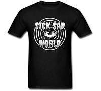 Men's Sick Sad World Rebel Man Tops Black Hip Hop Clothes all Seeing Eye Printed Tee Cotton Pop Rock T-Shirts Black S