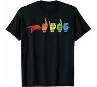 Men's Sign Language Funny Rainbow Flag Gay LGBT Funny Tee Gift Trend T-Shirts Black 3XL