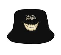 Mens Signore Moda Personalizzato Siamo Tutti Pazzi Qui Sorriso Cappello da Secchiello Donna Uomo Moda Estate All'aperto Sole Cheshire Sorriso Pescatore Berretto Regalo Unisex