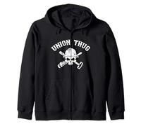 Mens Skull Skilled Labor Day Construction Worker Union Thug Felpa con Cappuccio