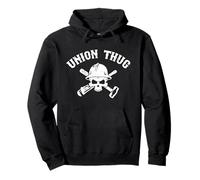 Mens Skull Skilled Labor Day Construction Worker Union Thug Felpa con Cappuccio