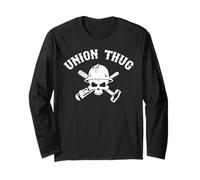 Mens Skull Skilled Labor Day Construction Worker Union Thug Maglia a Manica