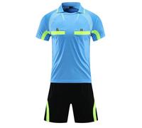 Men's Soccer Referee Jersey Maglia da Arbitro a Maniche Corte Abbigliamento da Arbitro Completi Sportivi Tuta da Ginastica (Nero,x_l)