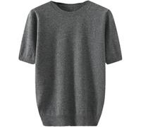 Mens Summer Breathable Shirt Fashionable Solid Color Lightweight Crew Neck Tee for Vacation(Medium Gray,XL)