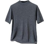 Mens Summer Casual Breathable Polo Shirt Lightweight Solid Color Crew Neck Tee for Beach(Grey,L)