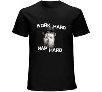Men's Summer T-Shirt Duck Dynasty Si Work Hard Nap Hard Tops TV Reality Robertsons Buck Commander Jagd Swag Black S