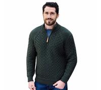 Men's Supersoft Half Zip Aran Green Jumper