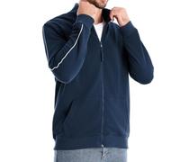 Mens Sweatshirt Jacket Full Zip Stand Collar Regular Fit (Dark Blue,XXL)