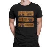 Men's The Good The Bad T Shirt Monkey Island Game LeChuck Elaine Guybrush 100% Cotton Clothes Vintage Short Sleeve Round Neck Black XL