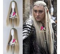 Mens The Hobbit Thranduil Parrucca Cosplay King Of Elf Capelli Lunghi Lisci Biondi King Lee Pace Costumi Parrucca Dorata