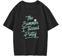 Men's The Summer I Turned Pretty Customized Letter Prin2022 Summer 100% Cotton Harajuku Aesthetic Couple Tops Camiseta Black T-Shirts Black S