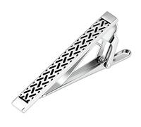 Mens Tie Clip, Men's Clip on Black Tie Two Tone Bar Shaped Stainless Steel Tie Clip for Boys Men Suit Accessories Men Valentine's Gift Tie Accessories