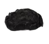 Men's Toupee Human Hair 0.12-0.014Mm Skin With Knots Wigs Black Brown gray9 Hair Prosthesis wave toupee 7x10#free#120#1B