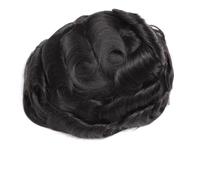 Men's Toupee Protesi capillare maschile con capelli umani indiani, sistema di capelli su tutta la pelle, senza nodi, parrucchino da uomo(Off Black,7x8)