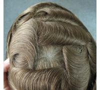 Mens Toupee umani capelli sostituzione sistema uomini parrucchino pelle sottile