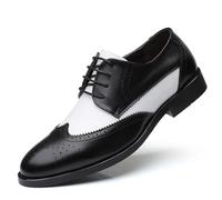Men's Two-Tone Brogue Oxford Shoes PU Leather Wingtip Formal Casual Derby Footwear For Business Weddings(39 EU)