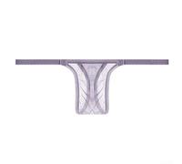 Men's Ultra-thin G-string Sheer Stretchy Low Waist(Purple L) | Ultra-thin sheer fabric, stretchy fit, low waist design, daily comfort, solid colors