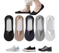 Mens Ultra Thin No Show Socks Ice Silk Invisible Breathable Anti-Slip Socks for Men Low-Cut Sweat-Absorbing Liners for Flats (5pc C)