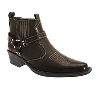 Mens US Brass Black Ankle Harness Boots Size UK6 - 12 Eastwood M183A KD-Black-UK 11 (EU 45)