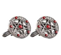 Men's Vintage Five-Pointed Star Cufflinks Cuff Left | Supernatural Pentagram, pentacle, suit accessories for men, personality for gift, for suit wearers(Red-A)